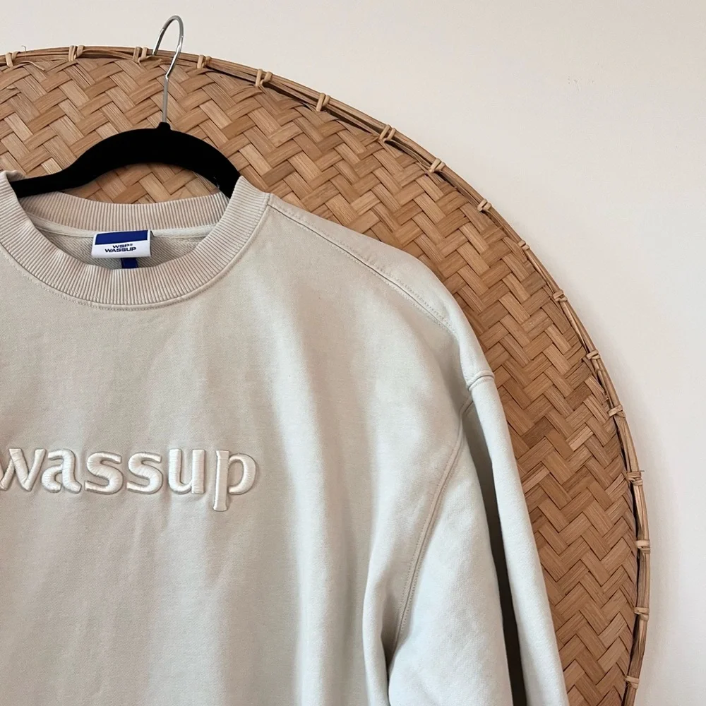 WASSUP HOUSE 3D EMBROIDERY BASIC LOGO SWEATSHIRT‎ SURF SKATER STYLE CALIFORNIA